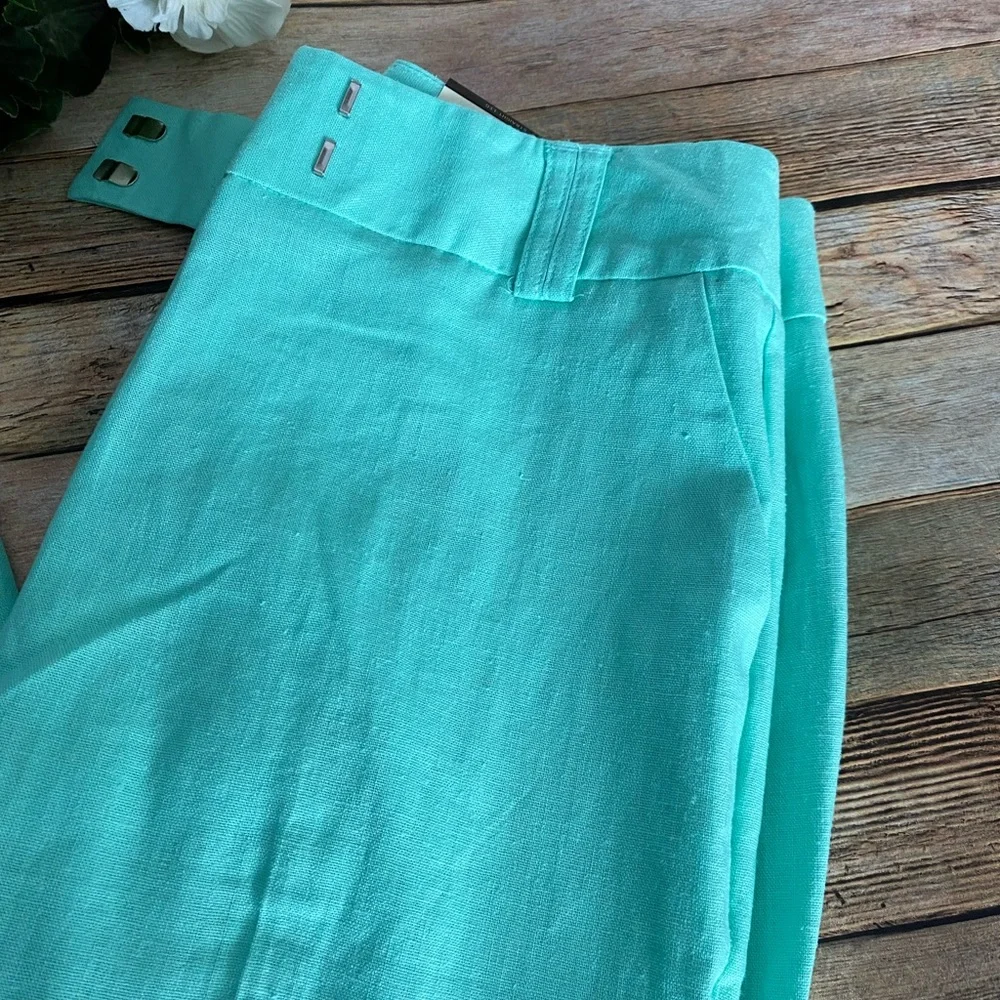 Cato Classic Mint Green Linen Blend Straight Leg Pants Size 6 NEW - Picture 2 of 12
